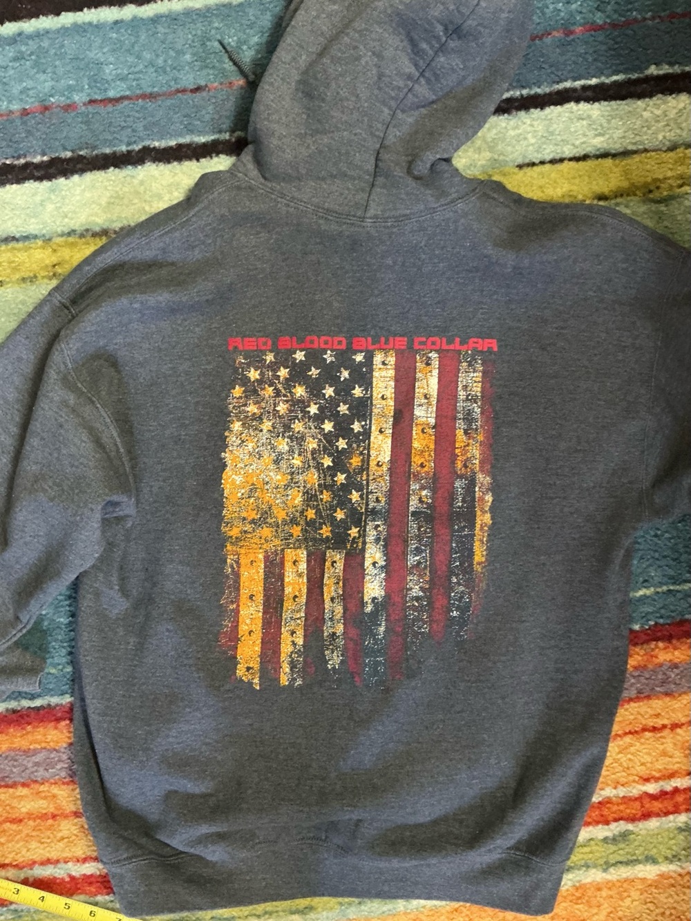 Grunt Style Gray Pullover Hoodie Flag Patriot Size Large see pics - Picture 2 of 5